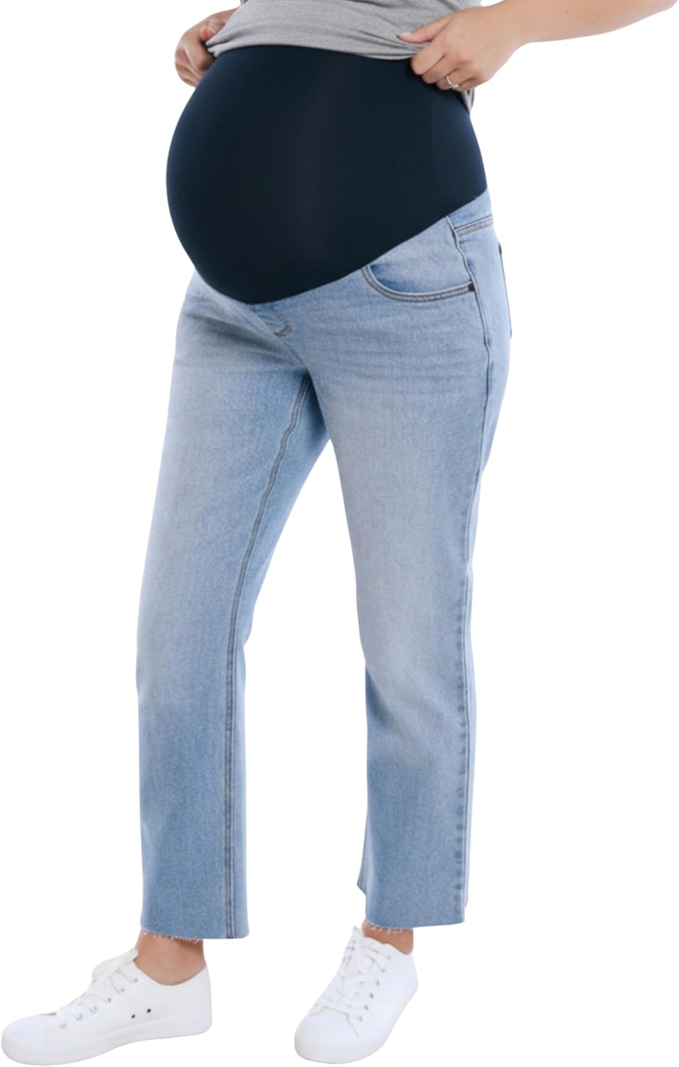 Motherhood Maternity Womens Secret Fit Over The Belly Slim Straight Leg Denim Pregnancy Jeans - Image 3