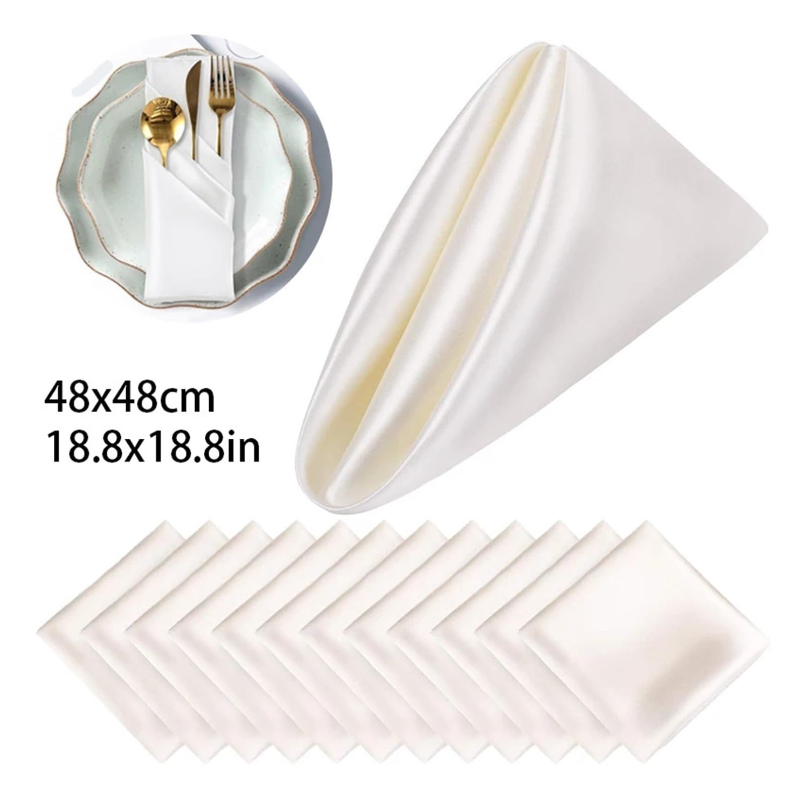 10 tovaglioli da tavola in raso, fazzoletti lavabili for matrimoni, compleanni, banchetti, feste di Natale, decorazioni