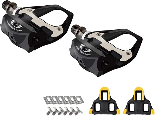 GORIX Pedales de fibra de carbono de bicicleta Juego de tacos Pedal de encuadernación Shimano SPD compatible bicicleta de carretera (edición global)