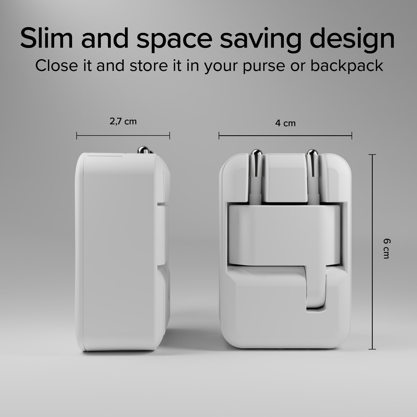 SBS Zasilacz Flexi 65W USB-C, GaN Technology, Power Delivery (PD 3.0 PPS) 65W, Szybkie ładowanie, ładowarka do iPhone, Android, Tabletu i PC, Smukły i Składany Design, Szary