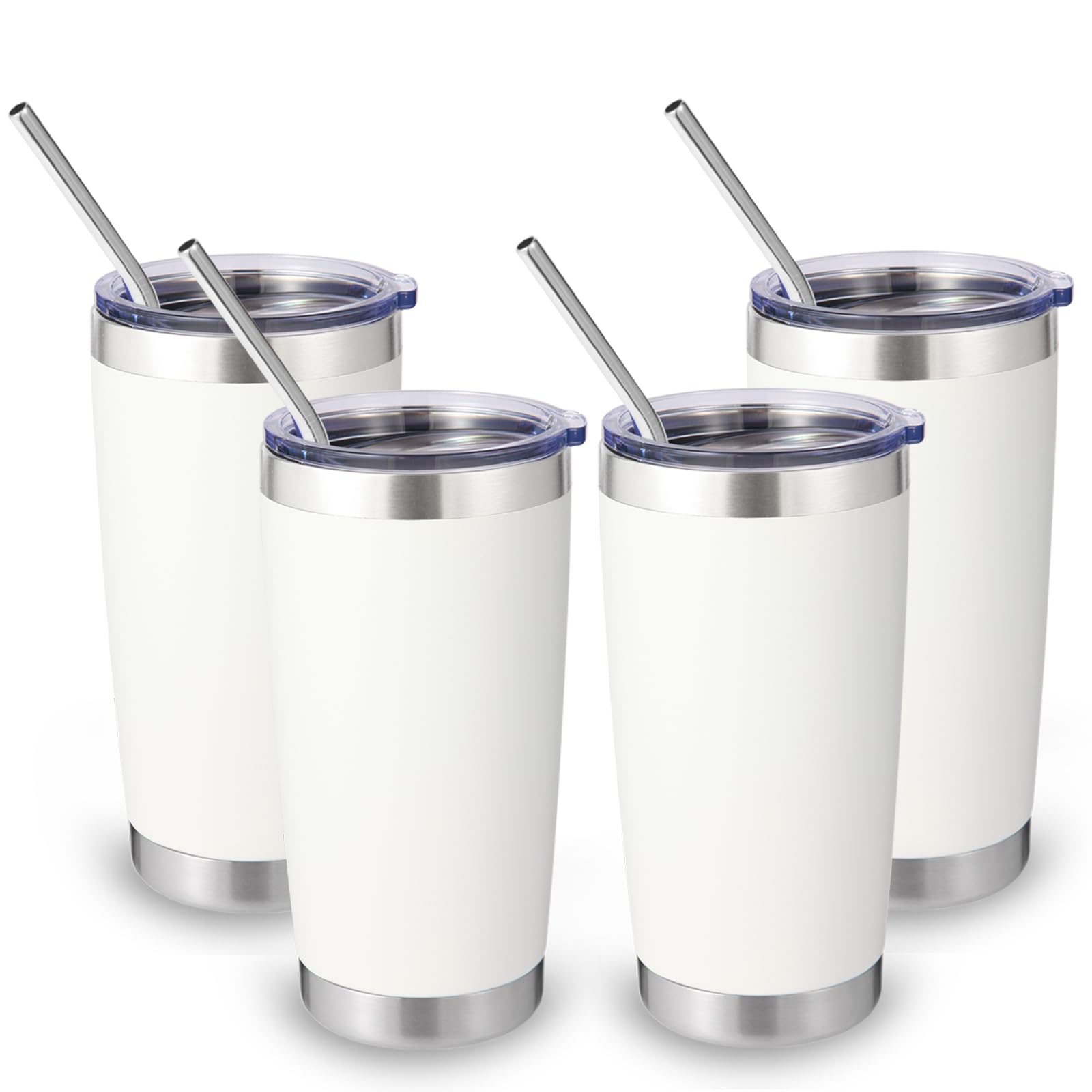 Volhoply 20oz 550ml Travel Insulated Tumbler with Lid and Straw Bulk 4 Pack