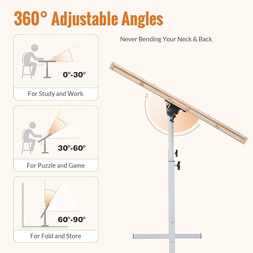 Miniatura 4 de Mesa de rompecabezas portátil con cajones, colorida y tablero de rompecabezas con patas ajustables, 1500 1000 piezas, mesas de rompecabezas de 3