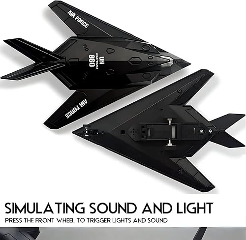 Miniatura 4 de Diecast Stealth Fighter Jet Metal Militar Avión Juguete – Modelo de aleación a escala 1:400 Avión táctico con acción de retroceso, luces y sonido