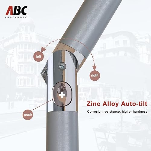 Miniatura 4 de ABCCANOPY Patio Umbrella - Outdoor Fade-Resistant OLEFIN Table Umbrella, Aluminum Pole Market Umbrellas with 8 Sturdy Ribs and Auto Tilt for Patio