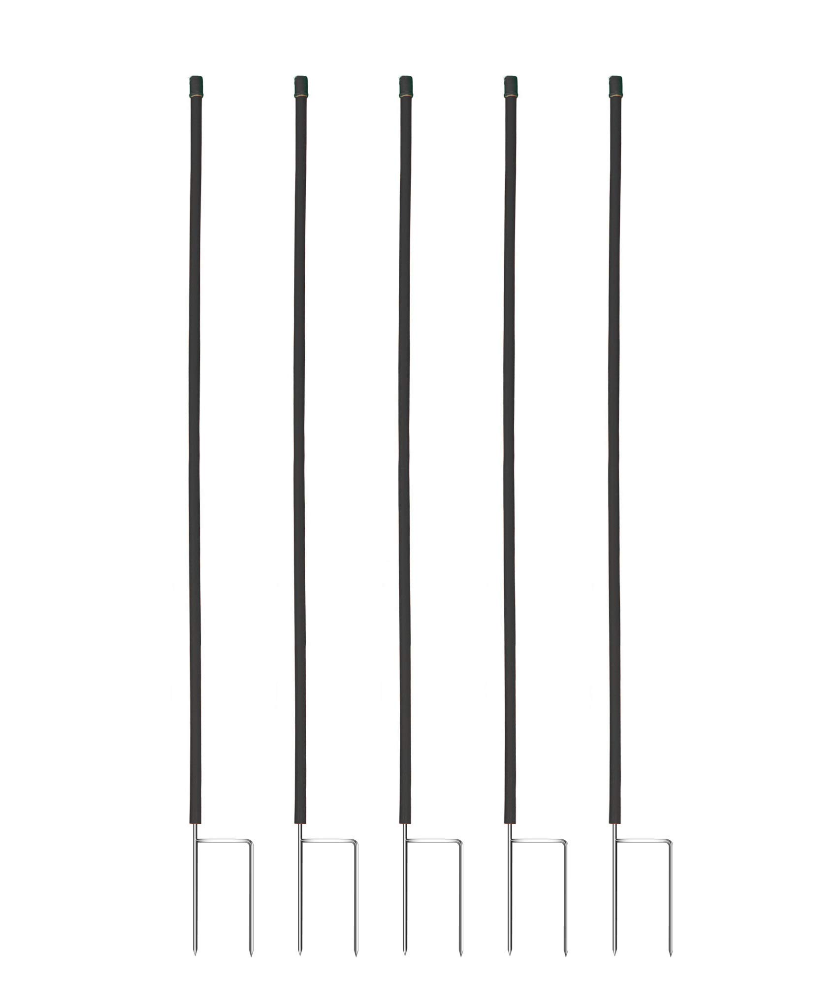 Eider 5X Ersatzpfahl für 108cm Weidezaunnetze, Elektronetze - schwarz, Doppelspitze