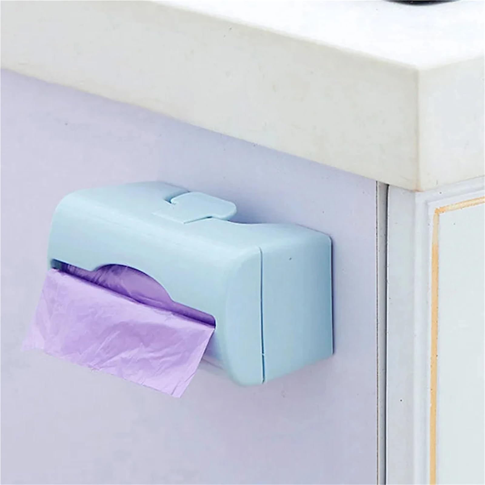 Caja de Almacenamiento Bolsas Basura, dispensador for Cocina, baño, Soporte for comestibles montado en la Pared, contenedor plástico for, 5 uds(Pink)
