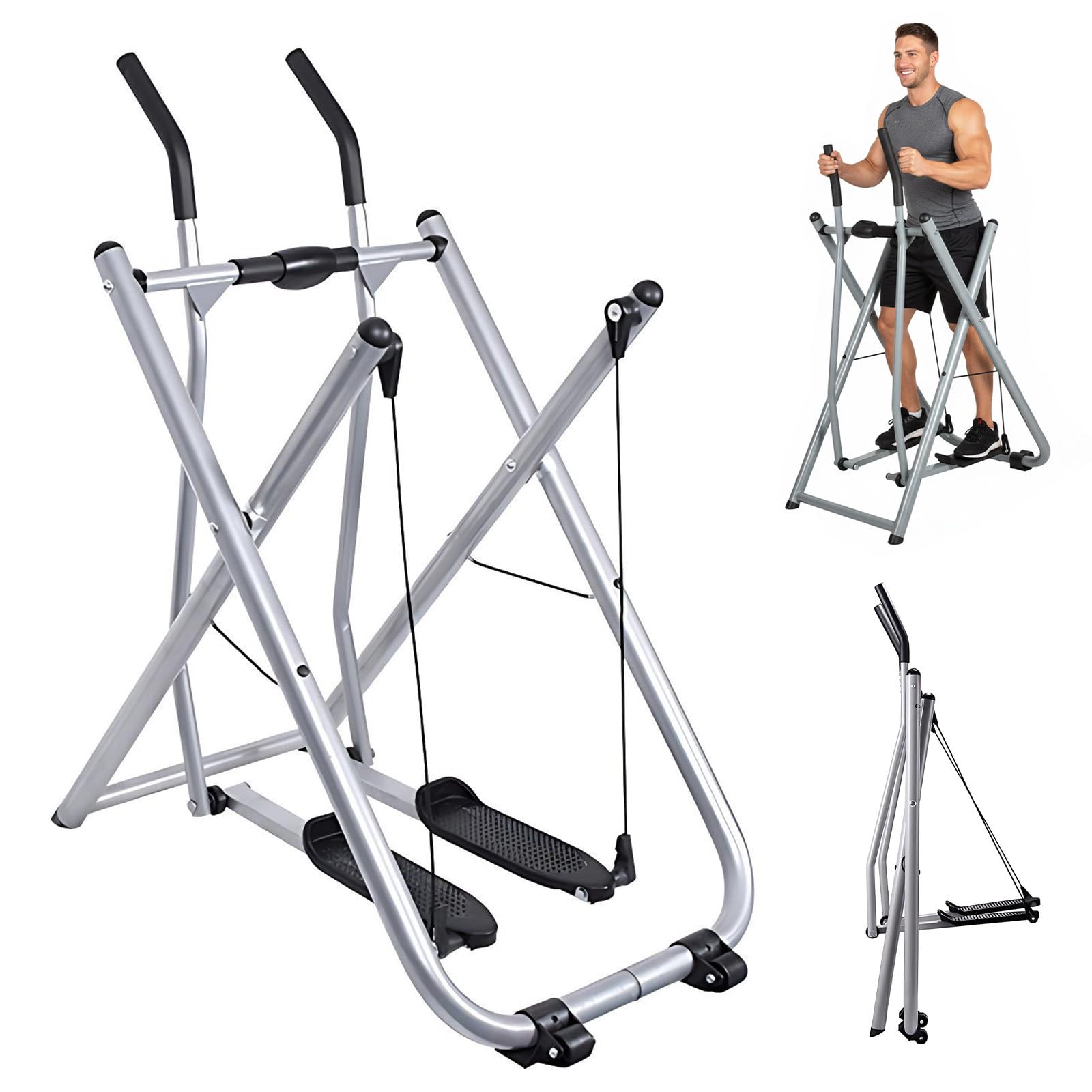 LADECNERHT Air Walker Exercise Machine, Cardio Cross Trainer Glider for Home Exercise, Foldable Elliptical for Small Spaces, 265LBS Weight Capacity for Home, Gym, Office