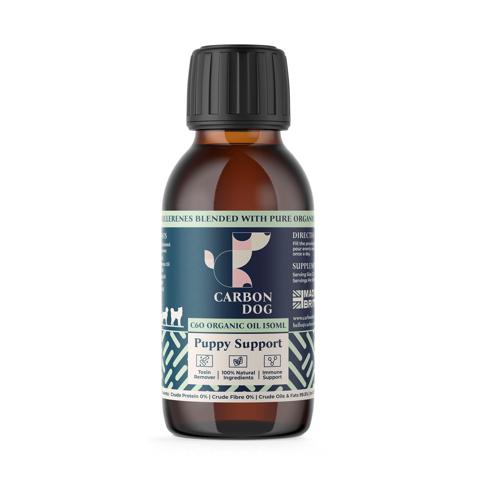 Carbon Dog Puppy Support Dog Supplement 150ml | Specially Formulated Supplements for Puppies | Helps Development & Builds Strength | 100% Natural | With Salmon Oil and Flaxseed Oil