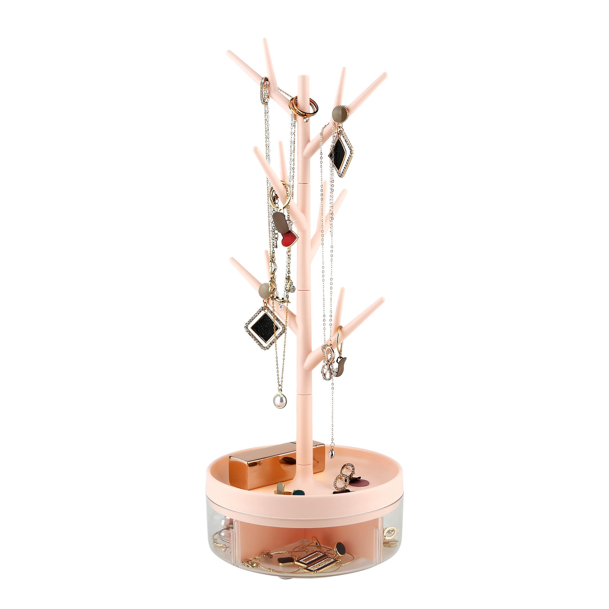 Photo 1 of Half Room Branch Jewelry Rack With Rotatable Base and Storage Box Tree Tower Rack Hanging Organizer for Ring Earrings Necklace Bracelet,Suitable for living rooms, bathrooms,offices,etc.