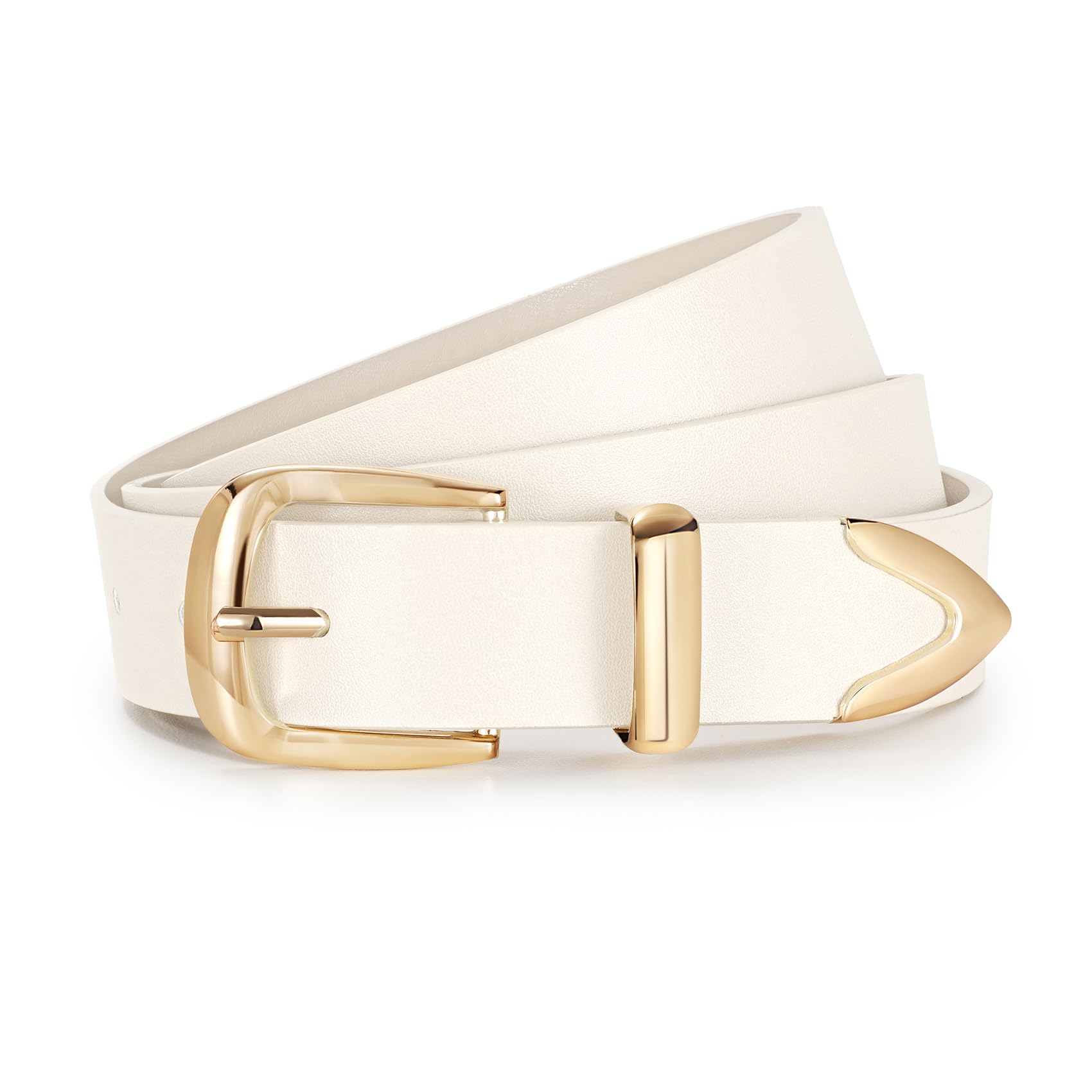 WERFORU Women Belt Fashion Leather Waist Belt for Pants Jean Women Leather Belts with Gold Buckle
