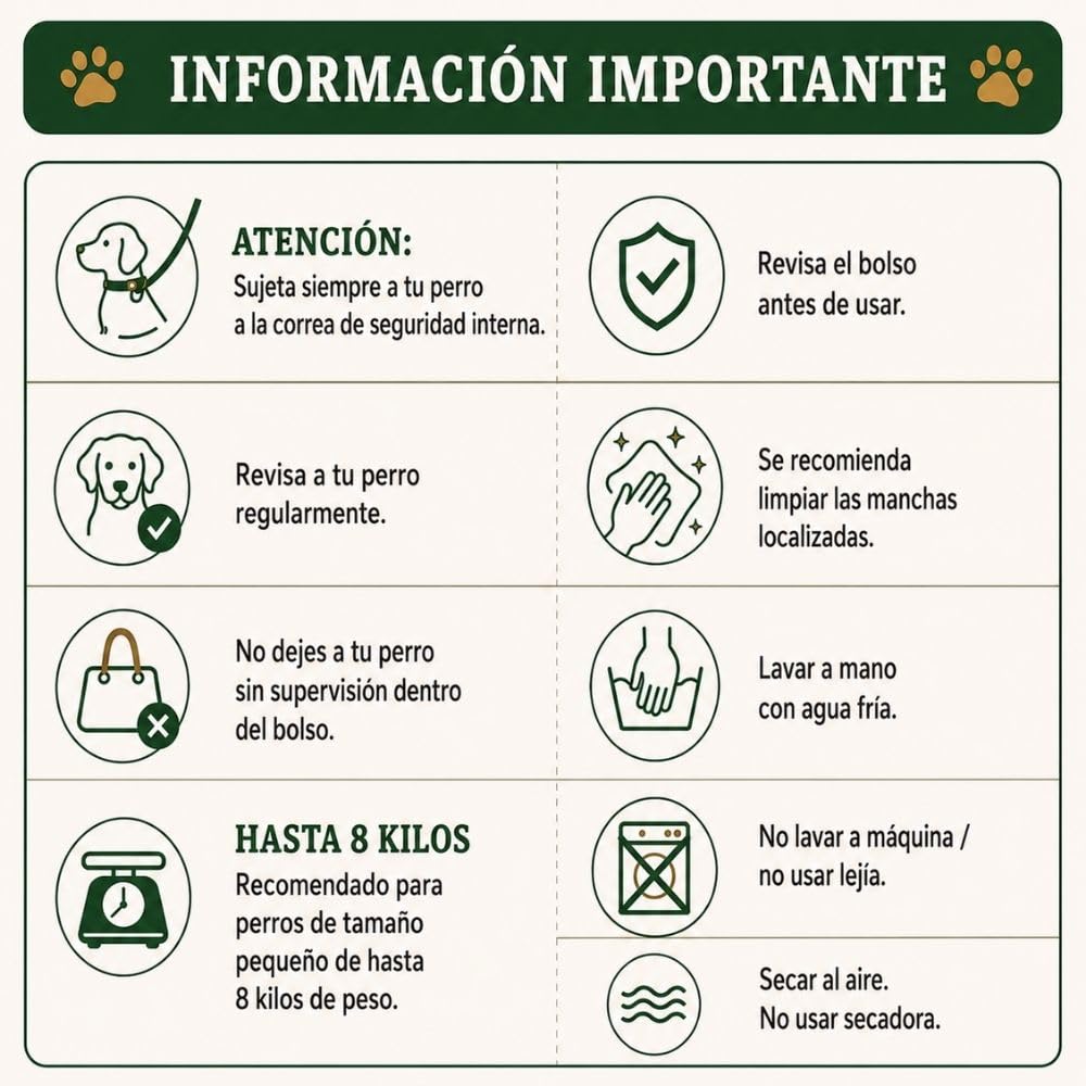 Bolso de Viaje para Perros y transportín Bandolera hasta 8 kg | Tails of Glory Jane Bag: bolsa de transporte para perros y gatos pequeños, práctica para paseos y viajes.