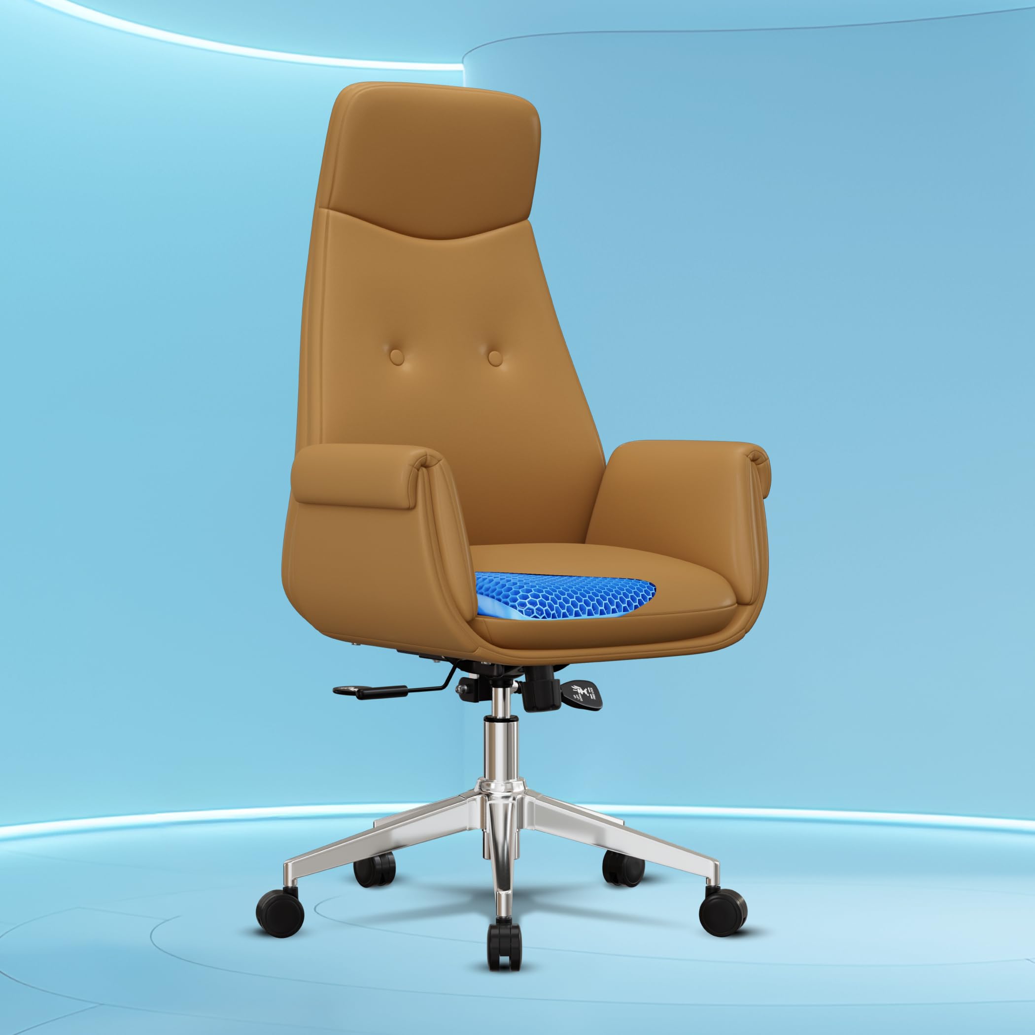 The Sleep Company Aura Executive Office Chair with SmartGRID Seat | Premium High-Back Recliner Chair | 135° Recline | Ergonomic Backrest & Leatherette Finish | Free Installation| Brown