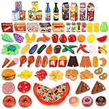 UNEEDE Play Food Set Kids Play Kitchen Food Toy 139pcs Pretend Toddler Kid Play Food Large Fake Plastic Food Toy Set Toy Kitchen Food Outdoor Plat Fast Food Item Accessories Safe for Kid, Toddler