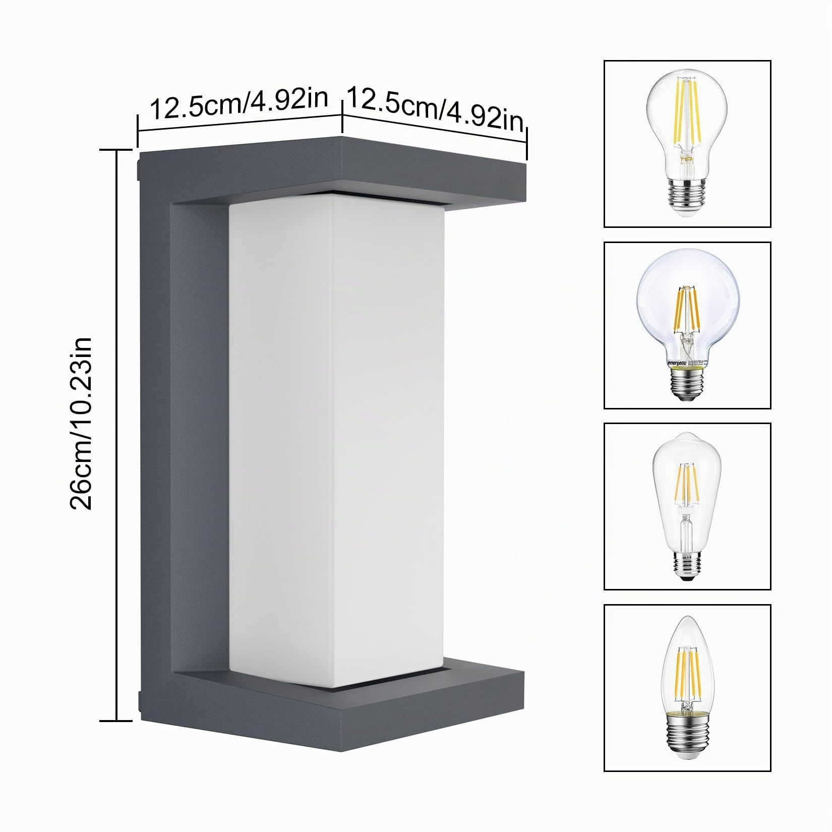 Klighten 2 pcs E27 Applique murale extérieure, IP65 Anthracite sans ampoule