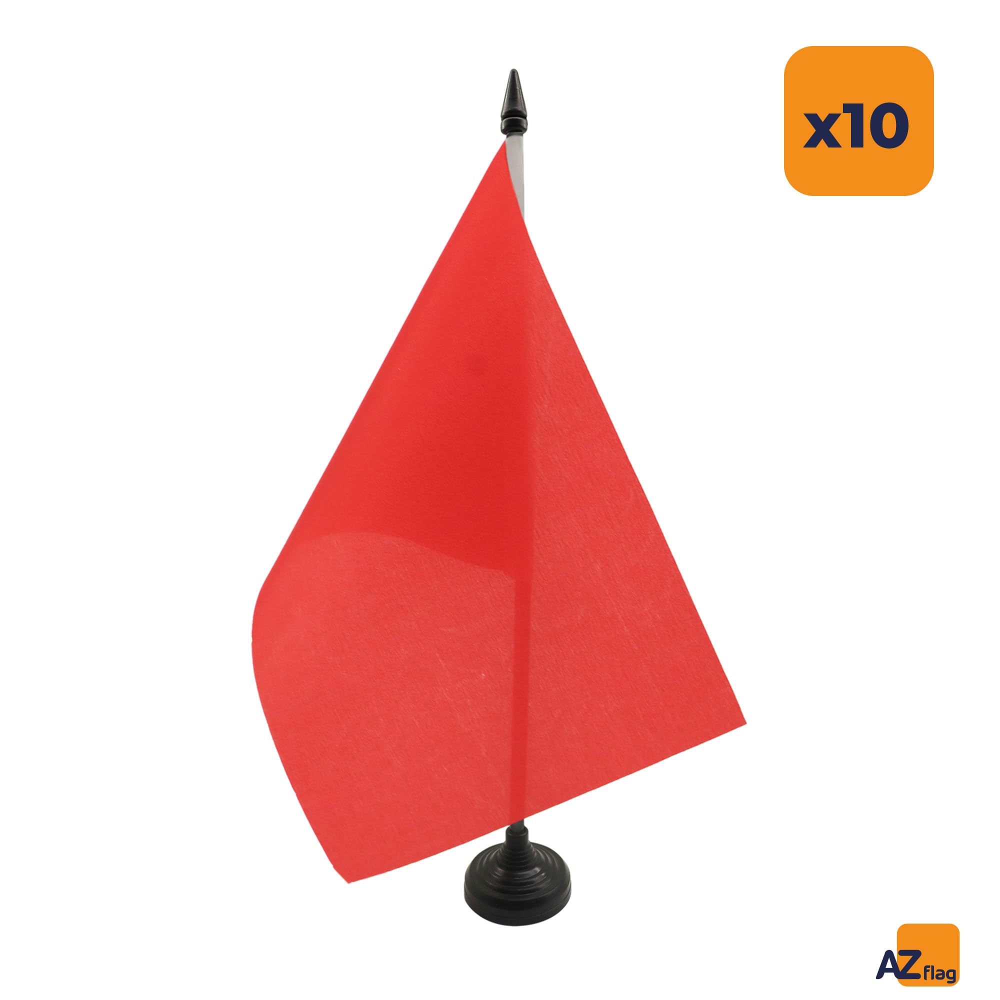 AZ FLAG Zestaw 10 Flagi na Biurko Komisarz wyścigu czerwona 21x14 cm | Do wnętrz flaga biurkowa szyte wykończenie ze wzmocnionymi krawędziami z plastikowy maszt i plastikowa podstawa