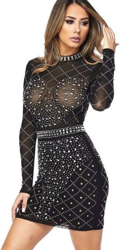 Fashion Bodycon 20091 Jewels Stones Clubbing Sexy Mini Dress