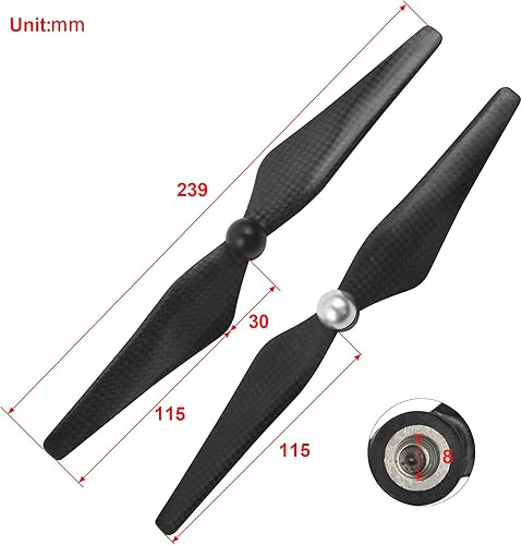 Miniatura 2 de flypig 4pcs fibra de carbono self-tightening Self-locking Propellers Props para DJI Phantom 3Professional Pro Estándar Advanced