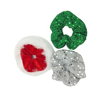 Amosfun 3PCS Christmas Hair Scrunchies Flip Sequins Hair Rope Elastic Hair Ties Hair Bands Hair Bobbles Hair Decoration for Women Girls