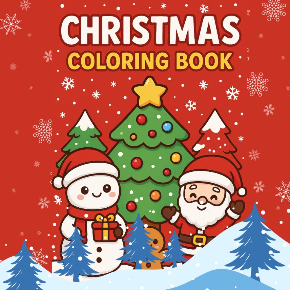 Cute Christmas Coloring Book: Kawaii Santa, Gingerbread & Festive Characters