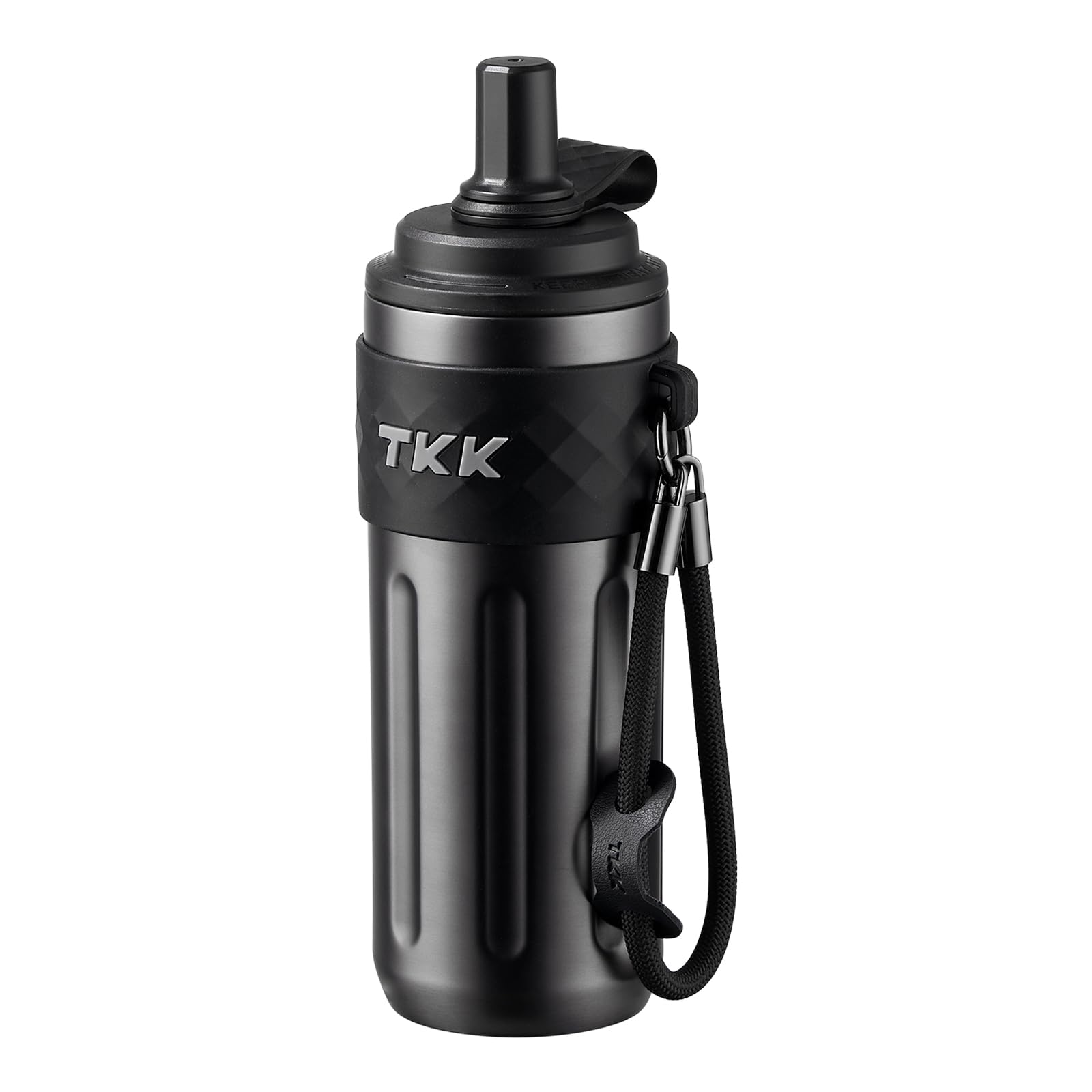 TKK 17 OZ Travel Tumbler Ceramic Lining with Straw Lid, Stainless Steel Vacuum Insulated Double Wall Coffee Tumbler, Leak Proof Iced Water Bottle with Carry Strap for Hot & Cold Drinks, Tungsten Steel