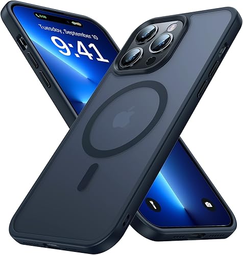 Funda magnética para iPhone 14 Pro compatible con MagSafe Fuerte magnético Protección de grado militar de 10 pies Funda translúcida mate delgada