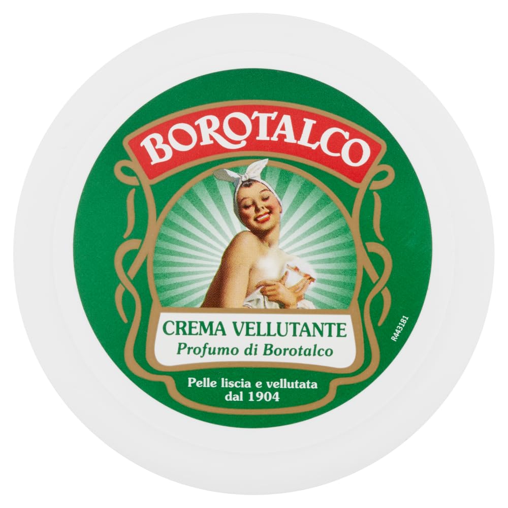 12x Borotalco - Crema Vellutante, Profumo di Borotalco, Pelle liscia e vellutata - 150ml + 1 Busta di Talco Felce Azzurra in omaggio da 100g