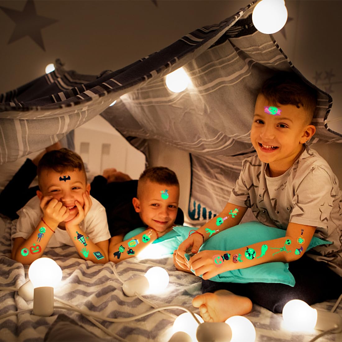 30 Fogli Halloween Tatuaggi Temporanei Bambini, Tatoo Halloween Bambini,Luminous Adesivi Tatuaggi, Tatuaggi Halloween Viso,Gadget Halloween,Decorazioni Forniture Cosplay per Feste di Halloween