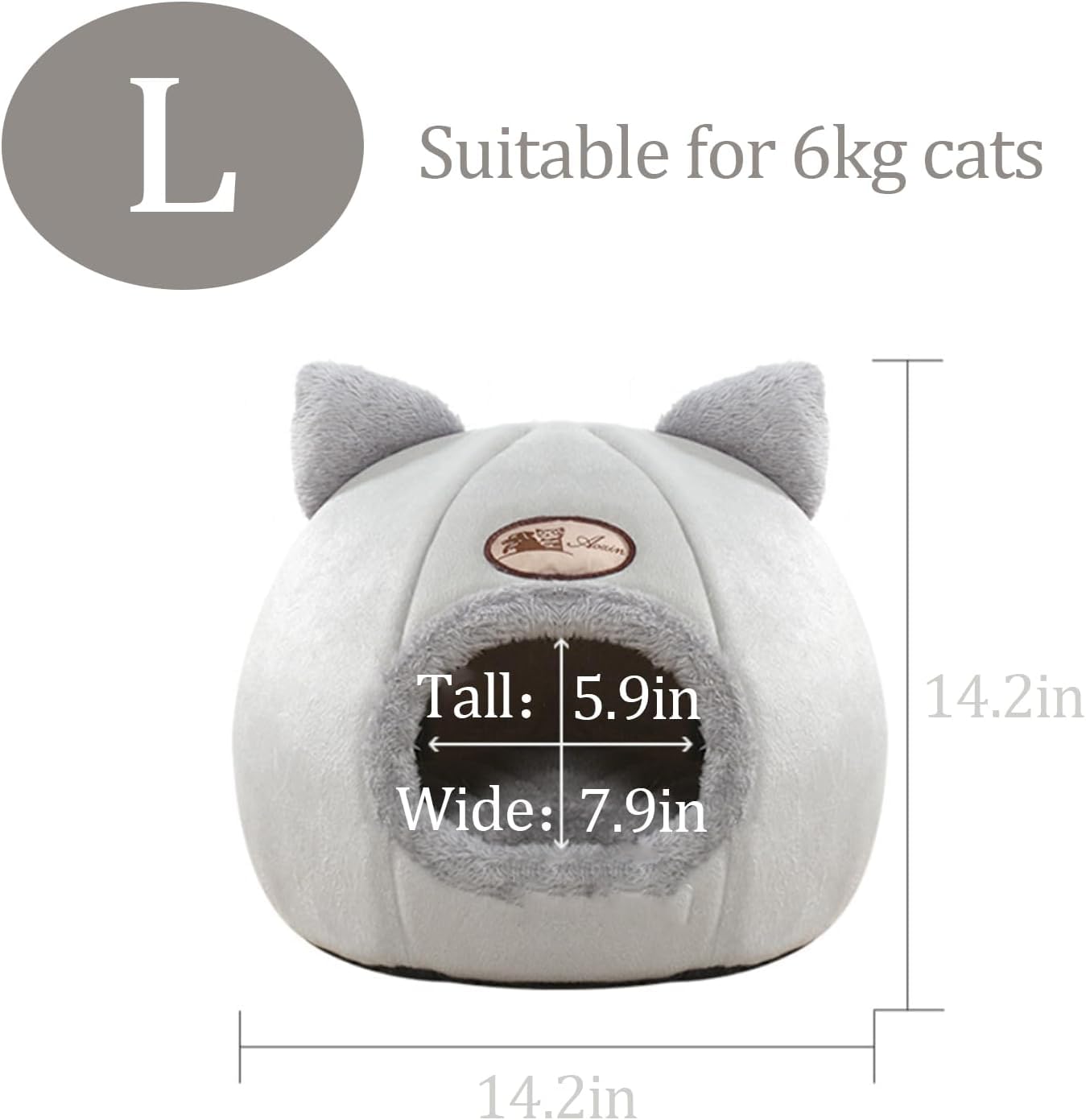 Indoor Cat Bed a Large Cat Hole Suitable for Pet Houses, Semi-Enclosed Pet Cat Dog Sleeping Tent House，Equipped With Fluffy Ball Hooks and Scratch Resistant Pads/Soft Warm Pet House Puppy Bed (L)