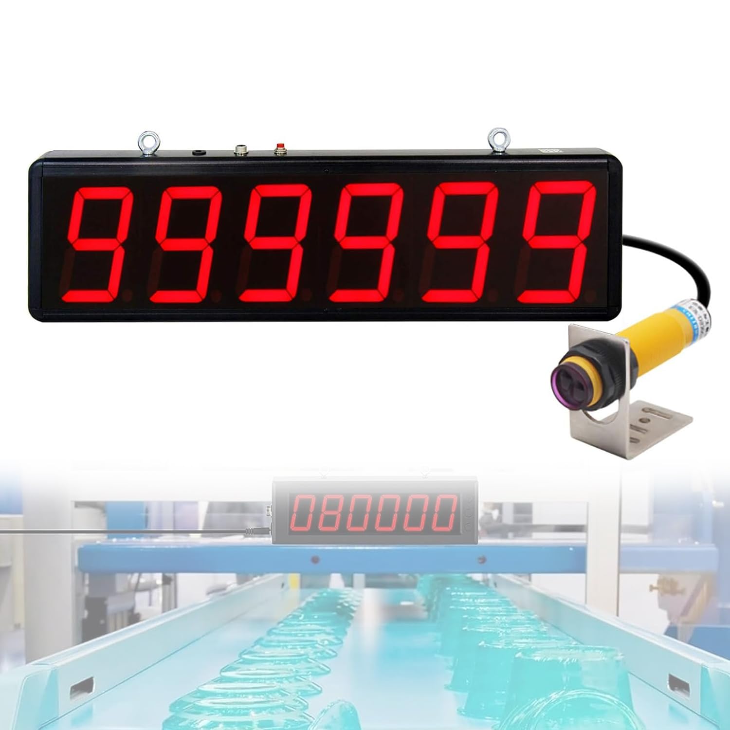 Compteur numérique à 6 Chiffres, Compteur de trafic pour Commerce de détail avec capteur, Distance d'induction de 30 à 70 cm, comptage jusqu'à 999 999, sensibilité réglable pour,