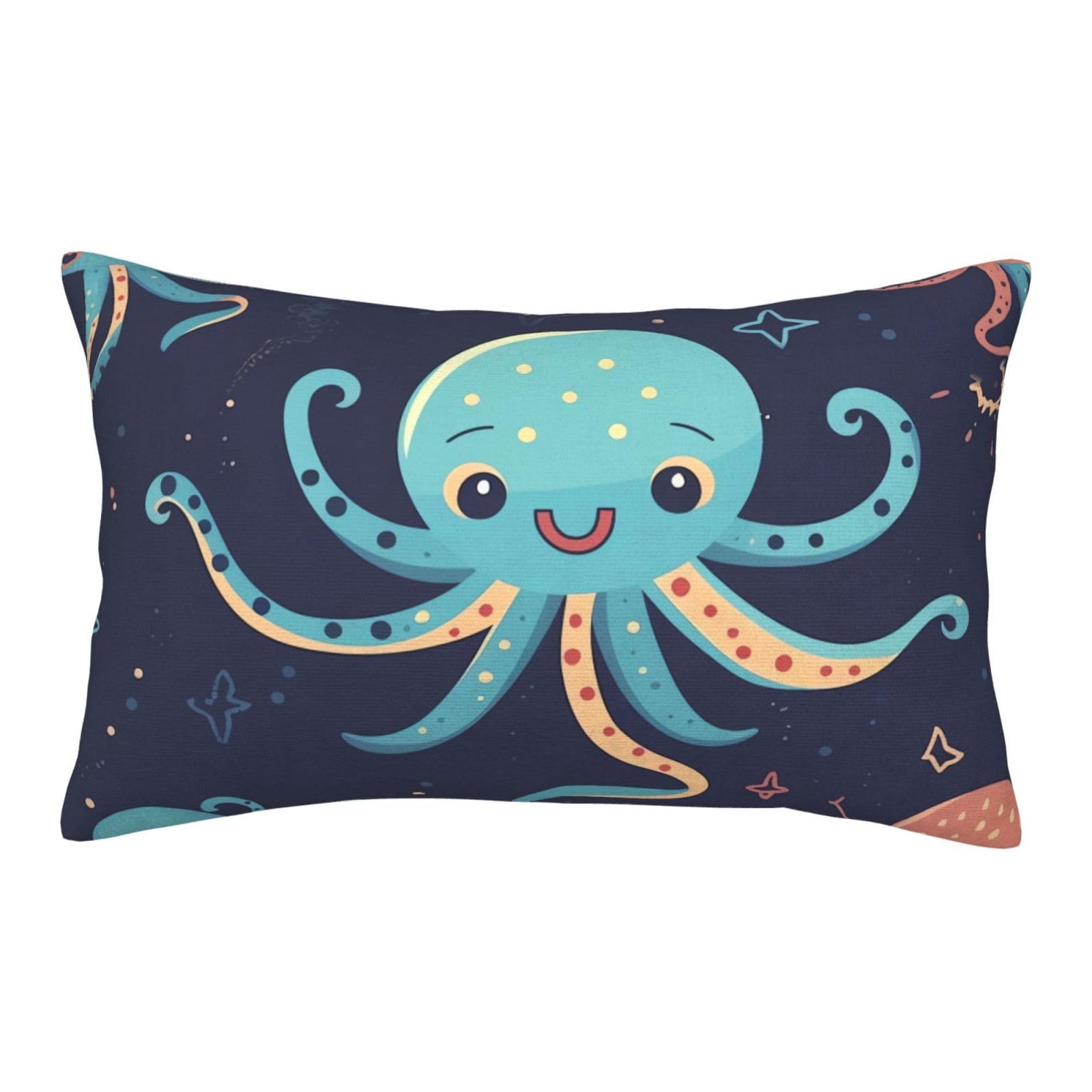 Velvet Pillowcases 16"x24" Ultra Soft Breathable Pillow Cases, Luxury Fuzzy Throw Pillow Covers with Zipper, Cartoon Octopus Pillow Shams All Seasons Decorative Cushion Cases for Couch