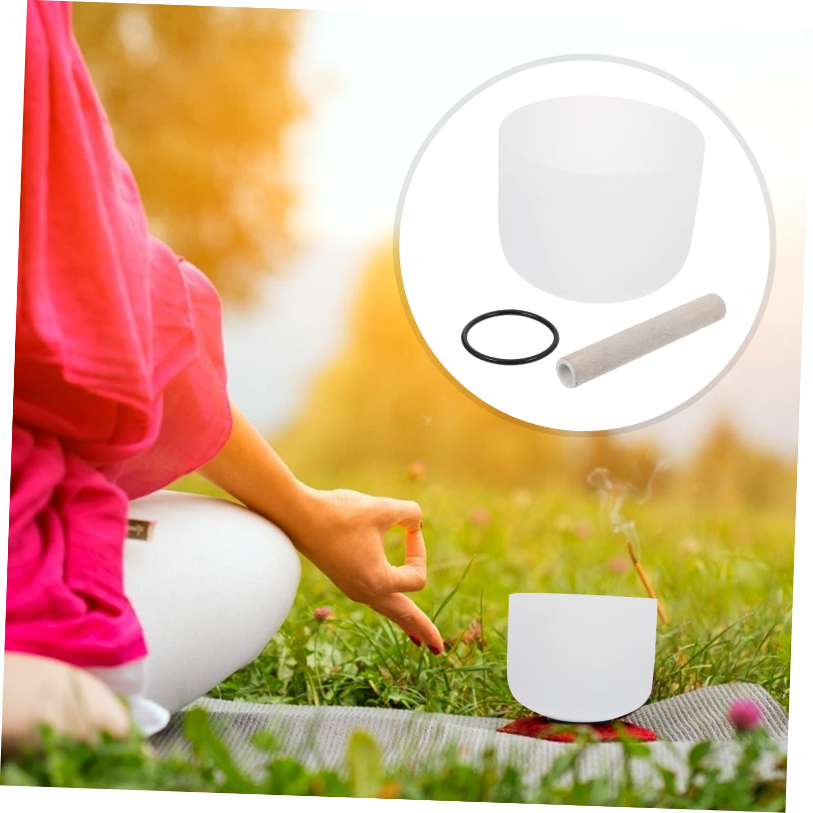 Ciotola Musicale di Meditazione in Cristallo Bianco 8 Pollici | Yoga e Studio, Portatile e Leggera, per Insegnanti e Praticanti Spirituali