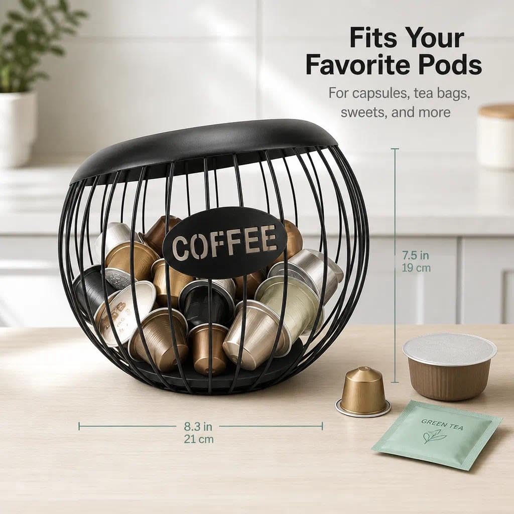 Kaffeekapseln Aufbewahrung Metall,kaffee kapsel aufbewahrung, Kapselhalter,Kaffeepads Aufbewahrung,Große Kapazität Kaffeepods Organizer, Geeignet für Büros, Wohnzimmer, Küchen,Schwarz