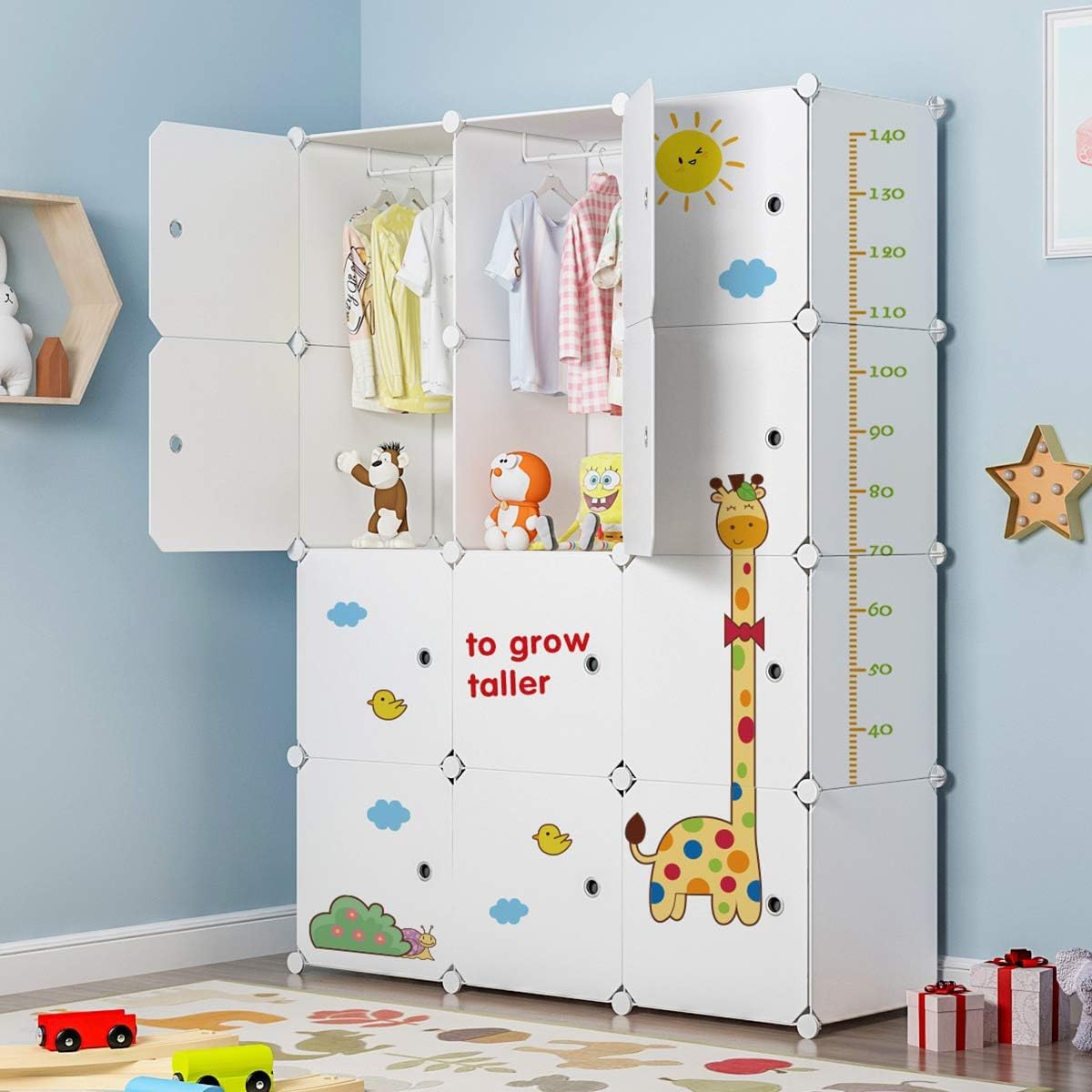 Sunderlook Plastic Wardrobe for Kids Clothes – Collapsible Wardrobe, Easy to Use Anti-Skid & Non-Slip Effective Professional Foldable Plastic Cupboard for Kids, Home (Whtie-M4, 12 Door)