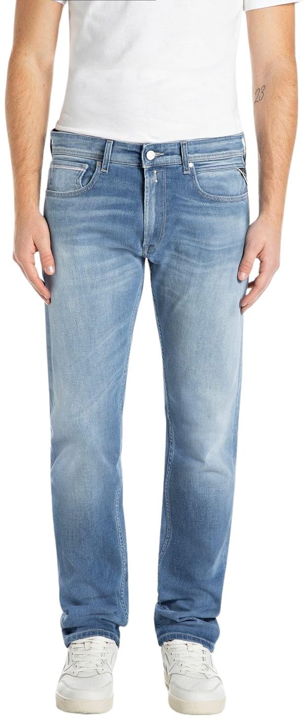 Replay Men's Grover Jeans, 009 Medium Blue, 32 W/30 L