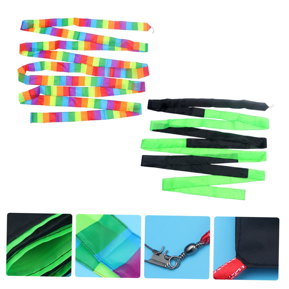 Abaodam 2pcs Rainbow Kite Tail Streamer Parafoil Kite Accessory Connector Hook