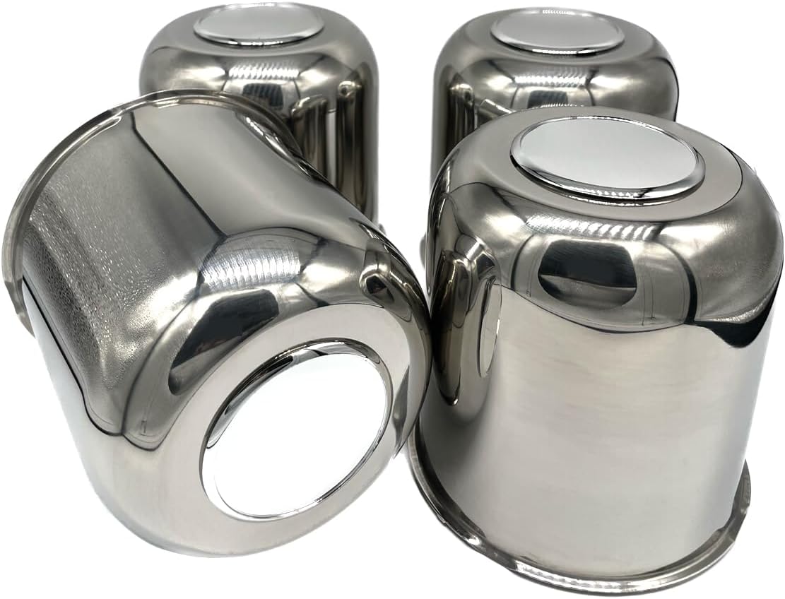 4 Pack 4.25 Inch Center Caps Push Through for Trailer Truck RV Wheel Rims 4.25" Center Bore Chrome Stainless Steel