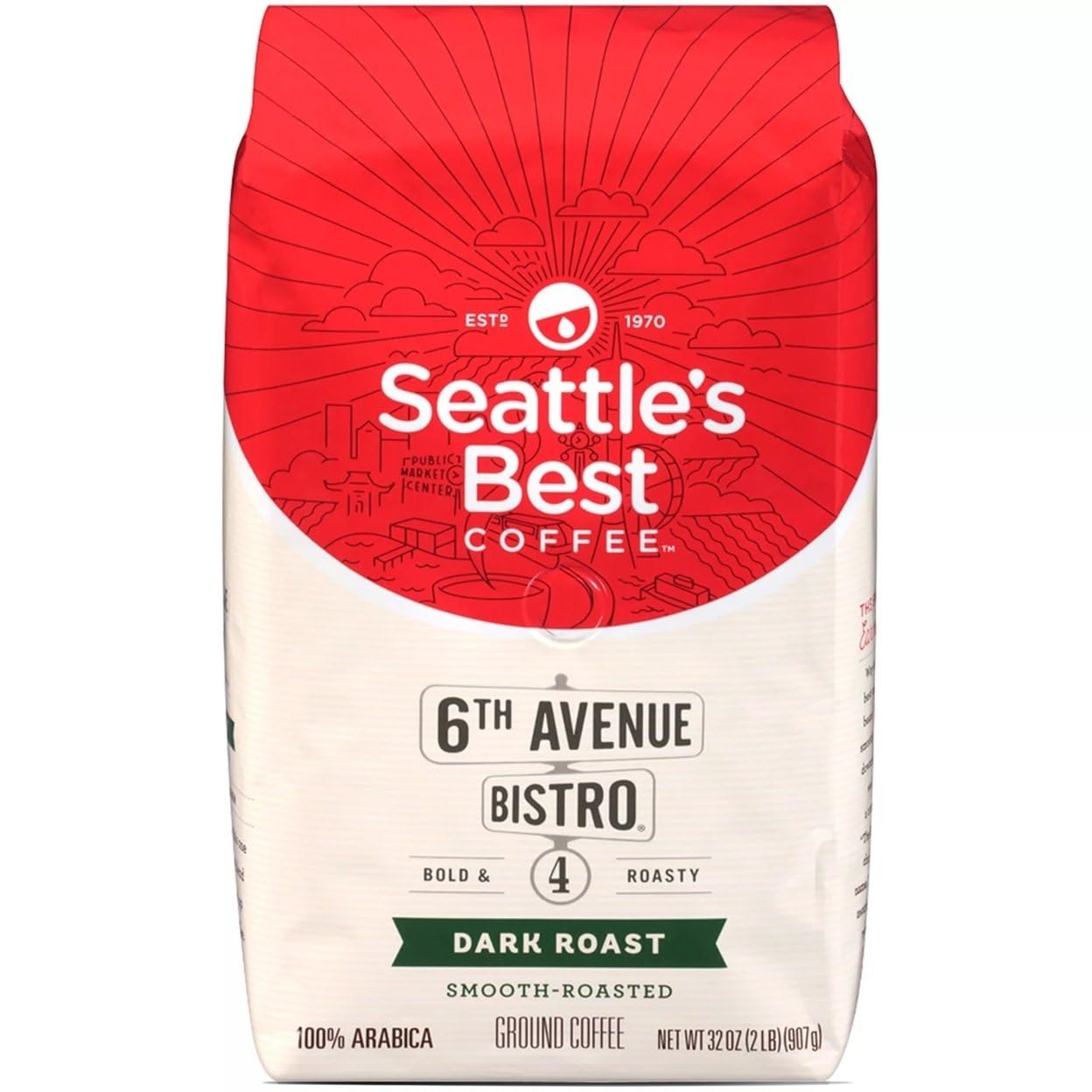 Seattle's Best 6th Avenue Bistro (Previously Signature Blend No.4) Level 4 Dark Roast Coffee (32-Ounce Bag)
