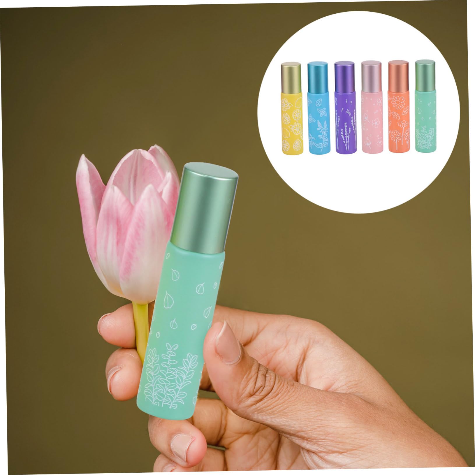 Bottiglie Roll-on in Vetro da 6 Pezzi per Oli Essenziali | Formato Viaggio, Design Sfera per Dosare Profumi, per Altri Liquidi e Uso Tascabile