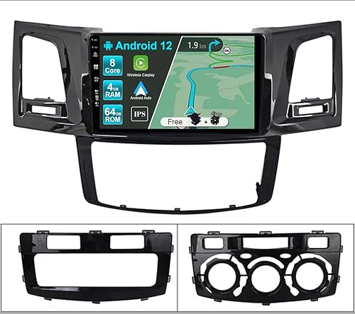 BXLIYER Android 12 IPS - Estéreo para automóvil Toyota Fortuner Hilux Revo Vigo (2004-2014) - CarplayAndroid AutoDSP - 4G+64G - MIC + cámara - 9" -