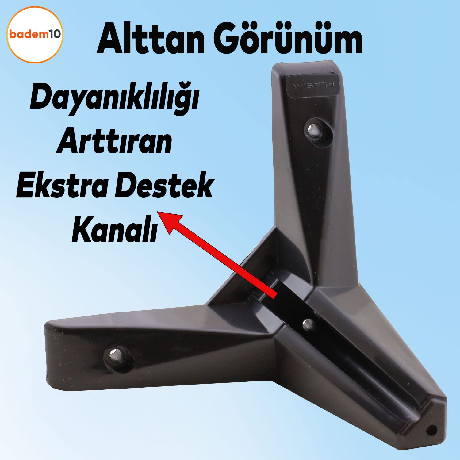 Badem10 Sedir 12'li Set Mobilya TV Ünitesi Çekyat Koltuk Kanepe Destek Ayağı 12 cm Siyah Baza Ayak