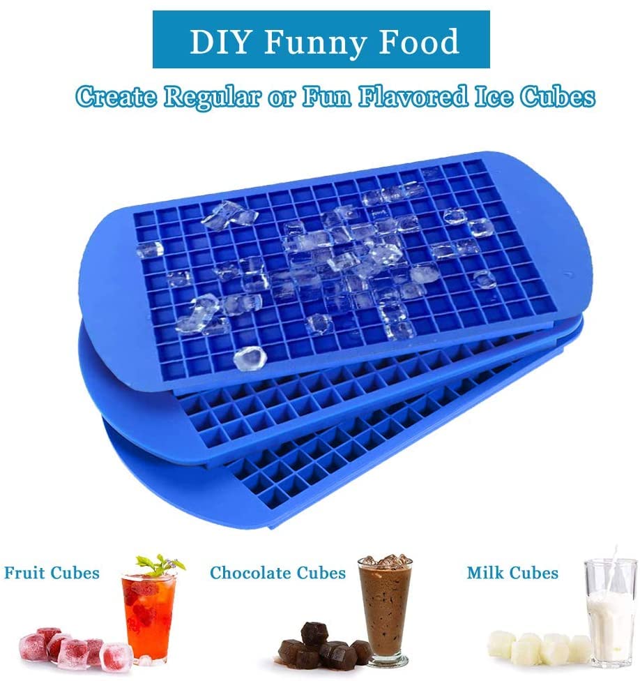 Bandejas de hielo mini silicona 3 pzas azul cuadradas miniatura 4