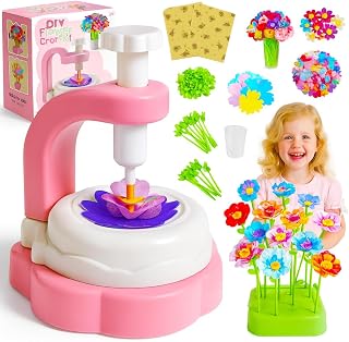 Bo-Toys DIY Fabric Flower Bouquet Kit – Kids Arts & Crafts Set with Embossing Machine, 28 Flowers, Vase & Base – Creative Preschool Activity Gift for Girls and Boys