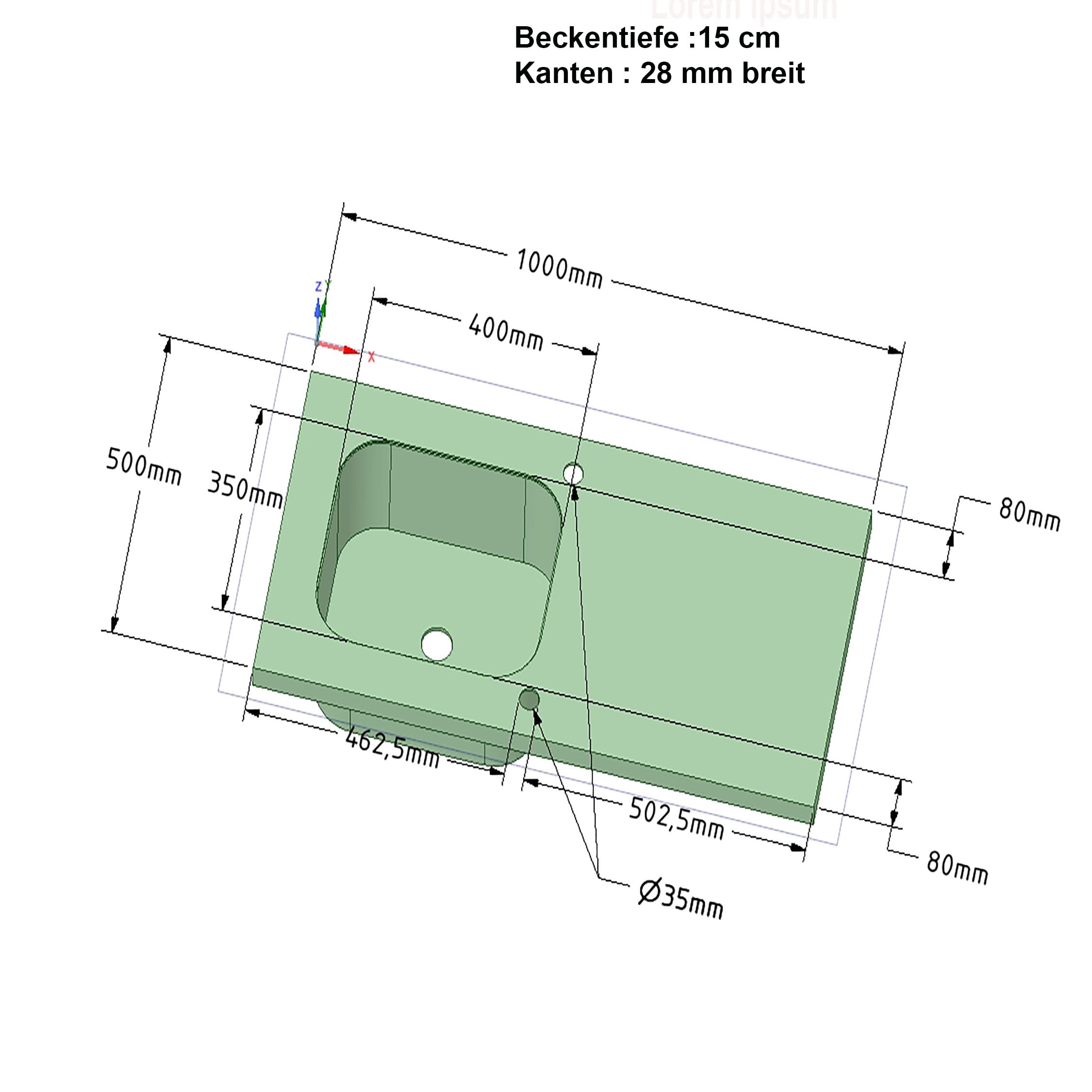 Spülbecken Küchenspüle aus Edelstahl 100 x 50 cm Aufsatzspüle mit Abtropffläche mit Siphon reversibel korrosionsbeständig und pflegeleicht X
