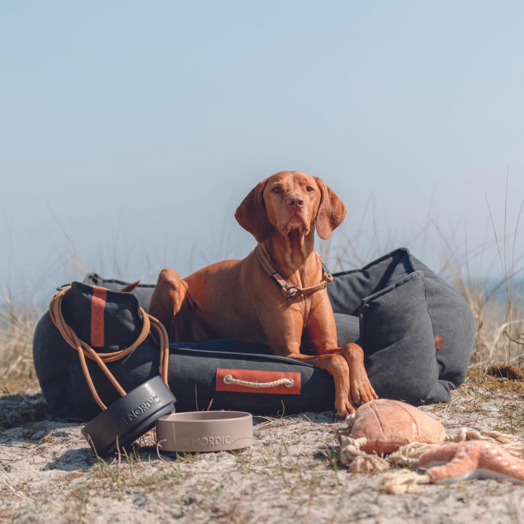 TRIXIE Hundebett BE Nordic Föhr 80x60 cm in schwarz – eckiger Hundekorb für kleine & große Hunde - gemütliches Hundekörbchen mit praktischem Tragegriff - weich & waschbar - 37451