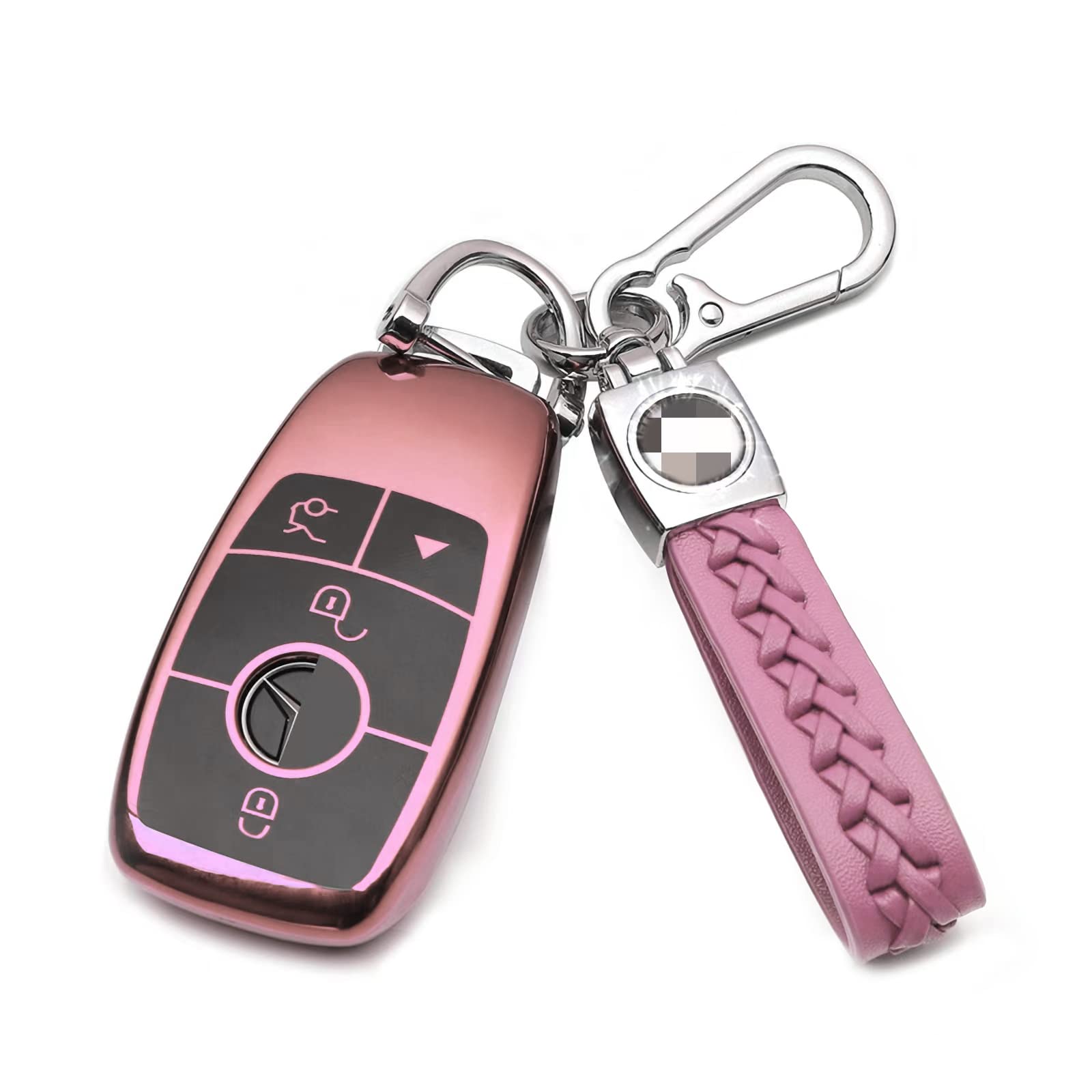 Creativity Suitable for Mercedes Benz Keys Case. The Advanced Soft TPU Key Box is Compatible with CLS CLA GLA AMG A C E S G GLC GLE GLS M Smart Remote Key (Pink Combination (Model B))