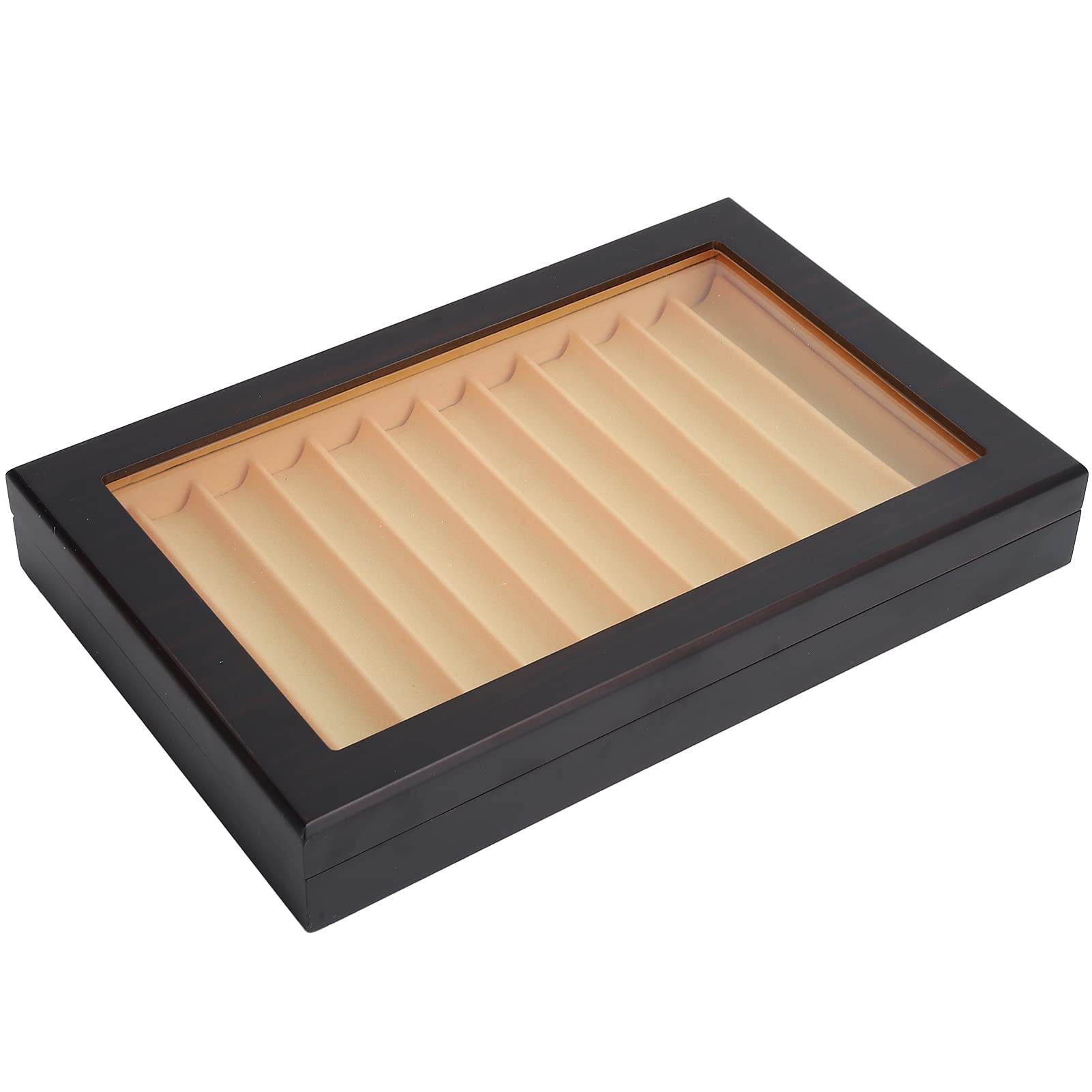 Wooden Fountain Pen Display Case Black Varnish Pen Storage Gift Box 12 Digit Skylight 31 X 20 X 4.5cm Family Exhibition