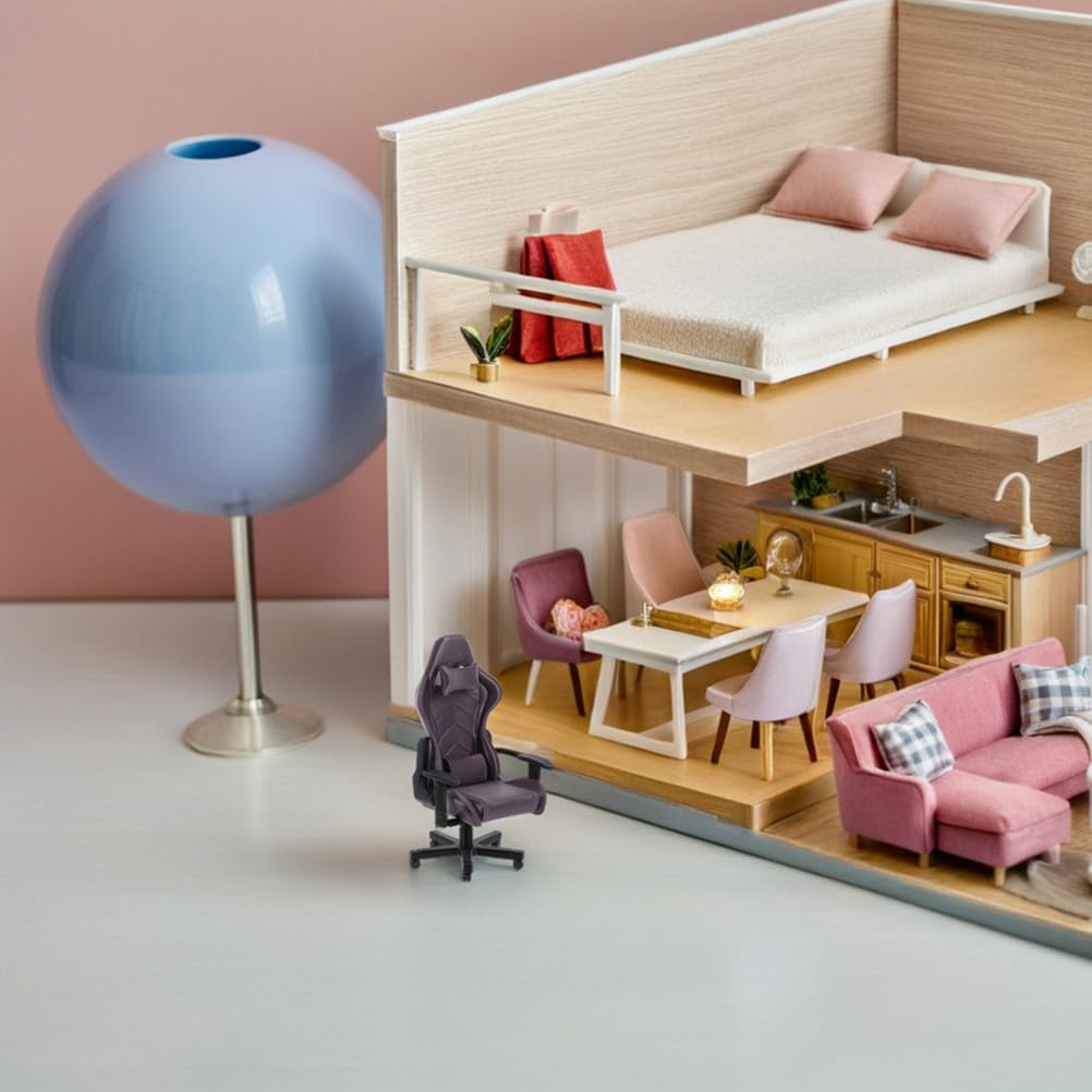 TOYANDONA Set da scrivania e sedie da gioco in miniatura in scala 1:12, modello realistico in miniatura per la decorazione della casa delle bambole, lavori di bricolage,