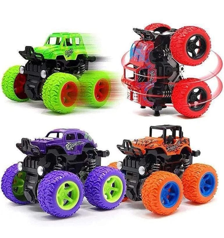 Umadiya ABS Branded 4Wd Big Size Monster Truck Friction Powered Cars Toys, 360 Degree Stunt 4Wd Cars Push Go Truck For Toddlers Kids Gift (Multi-Color) (Monster Set Of 2)