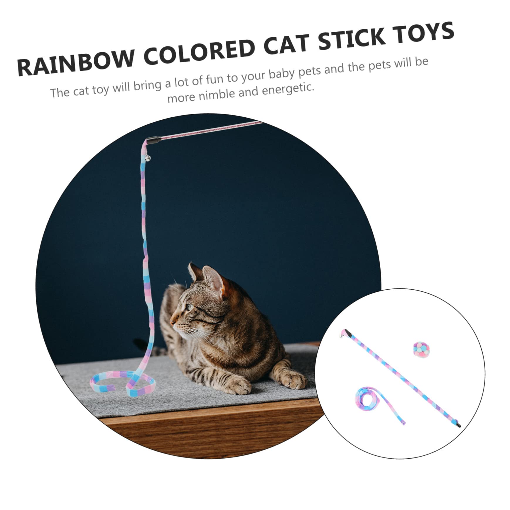 POPETPOP 5sätze Cat Teaser Spielzeug Mit Federn Bunten Anhängern Und Stäben Interaktive Katzenangel Für Gesunde Und Kätzchen Für Indoor-Spiel