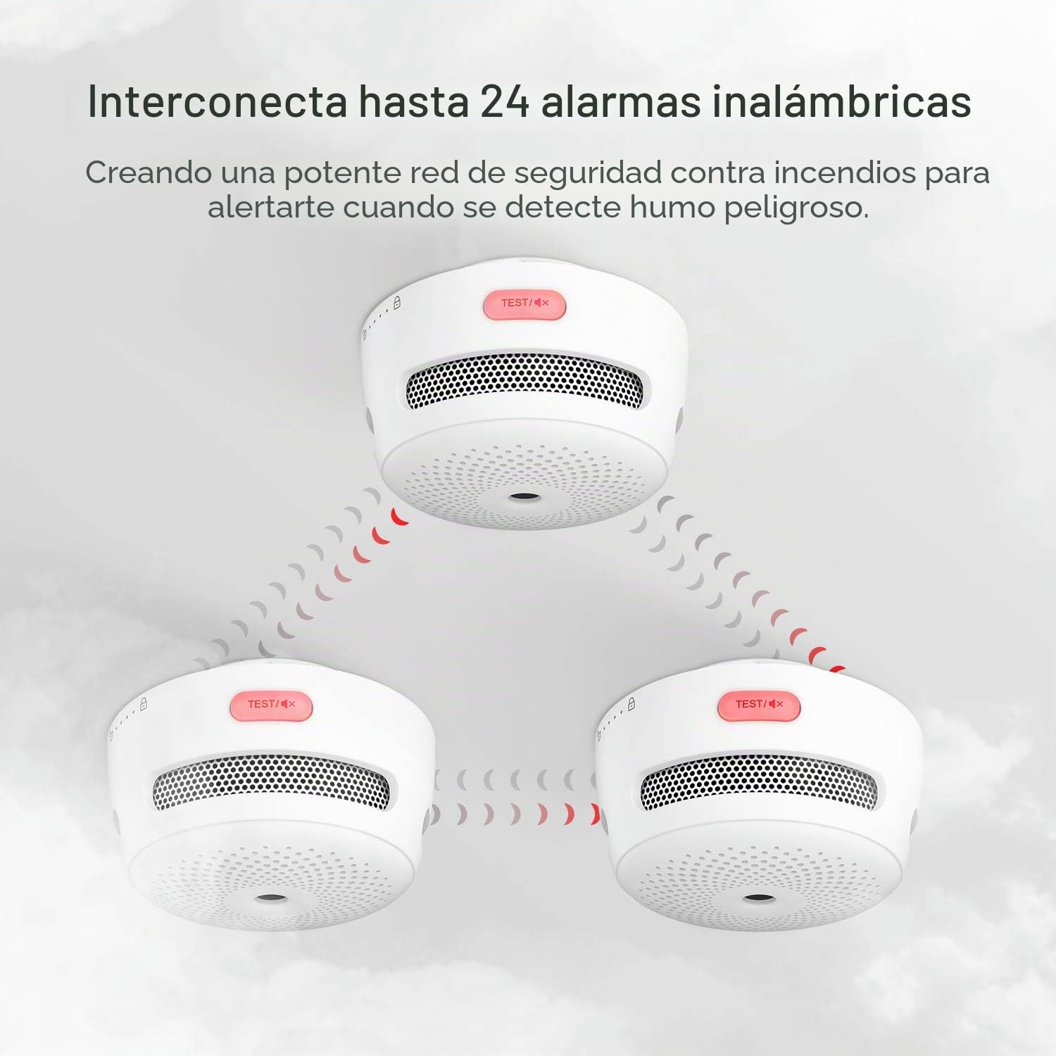 X-Sense Mini Alarma y Detector de Humo Inalámbricos, Detector de Humo Inalámbrico e Interconectado con Baterías Reemplazables, Se Conforma al Estándar EN 14604, XS01-WR, 3 Piezas